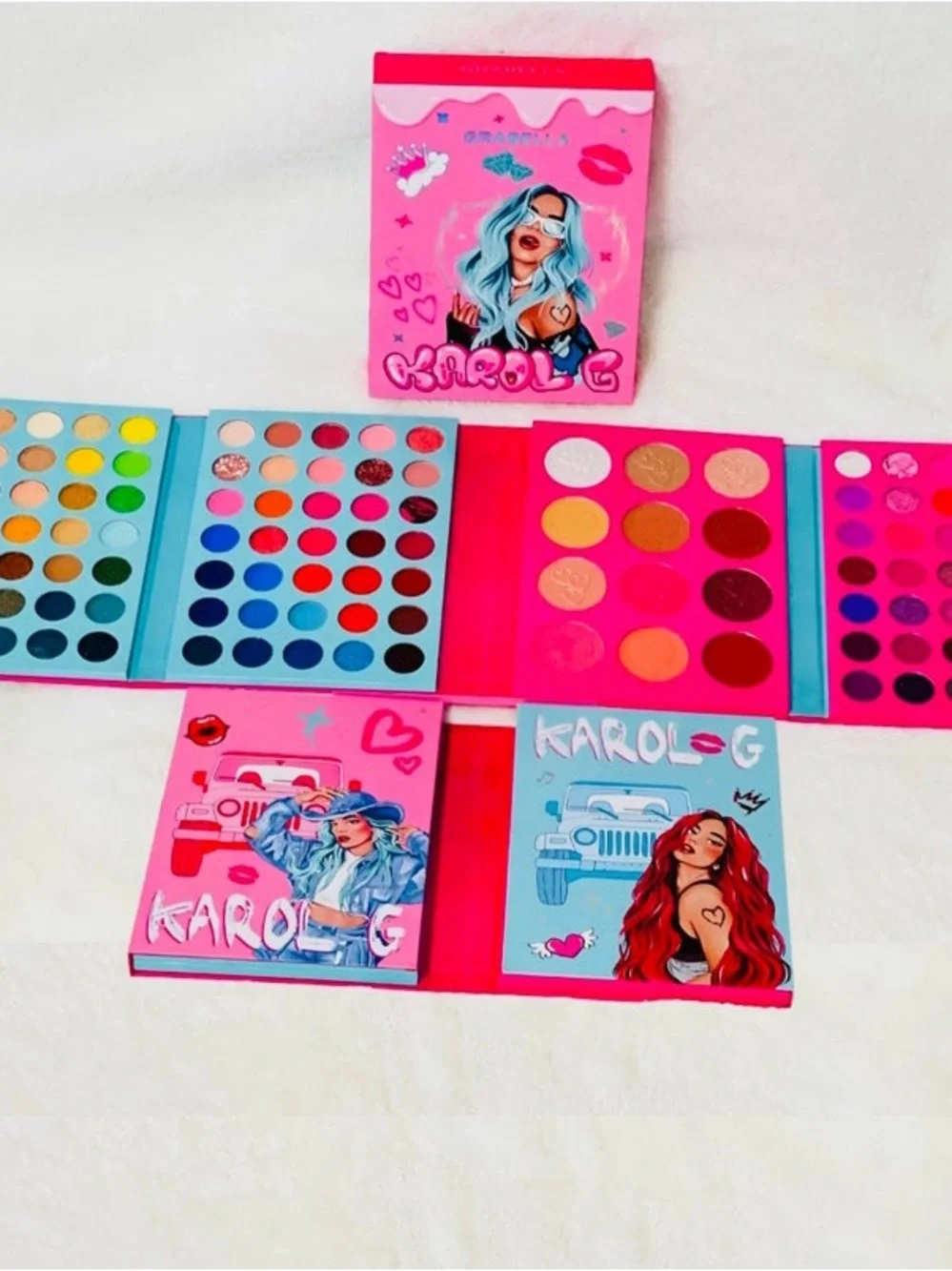 NEW KAROL G Mega Eyeshadow Palette Book with Blush and highlighter
